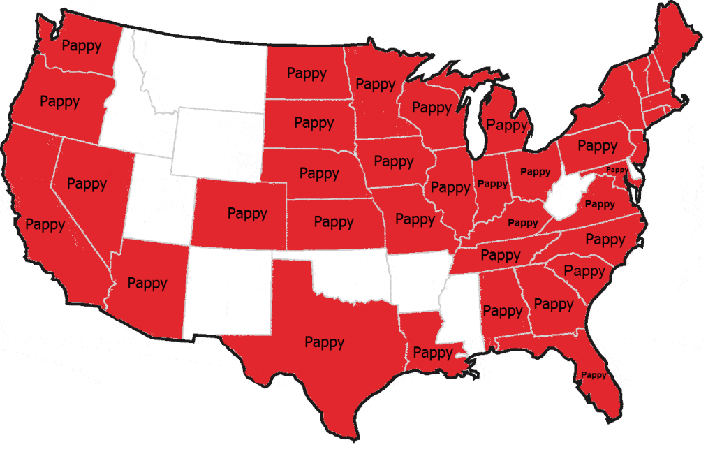 Pappy Van Winkle 2013 Release Map
