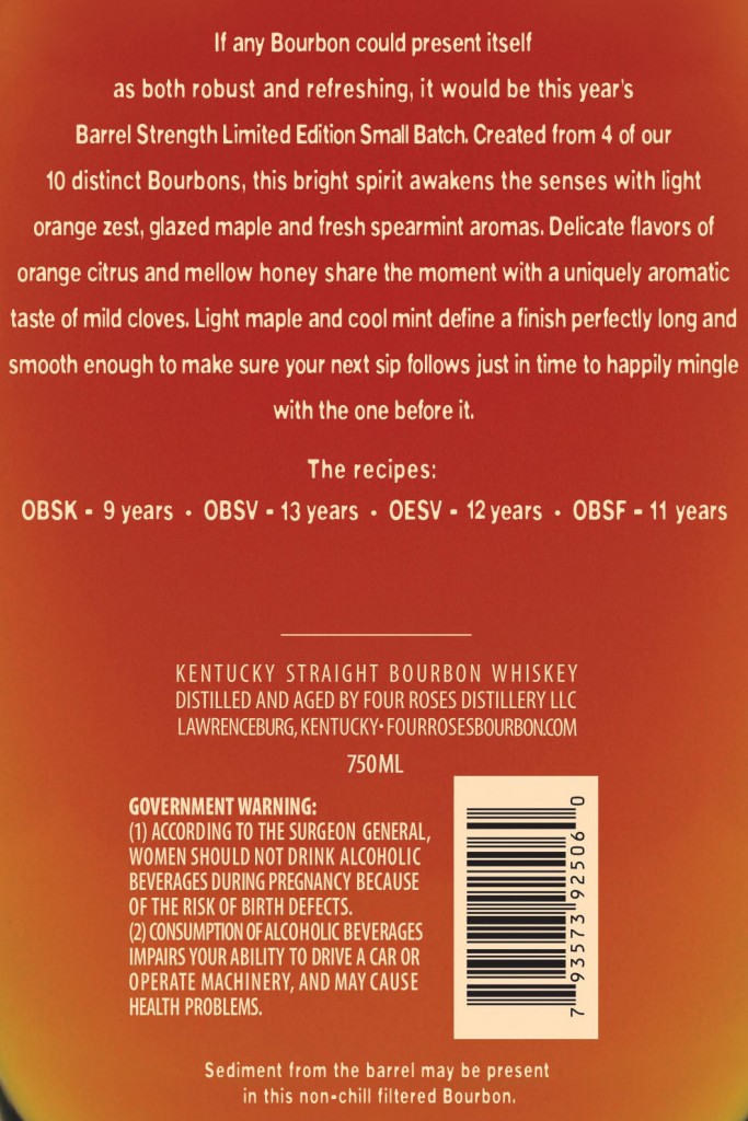 2014 four roses small batch limited edition back