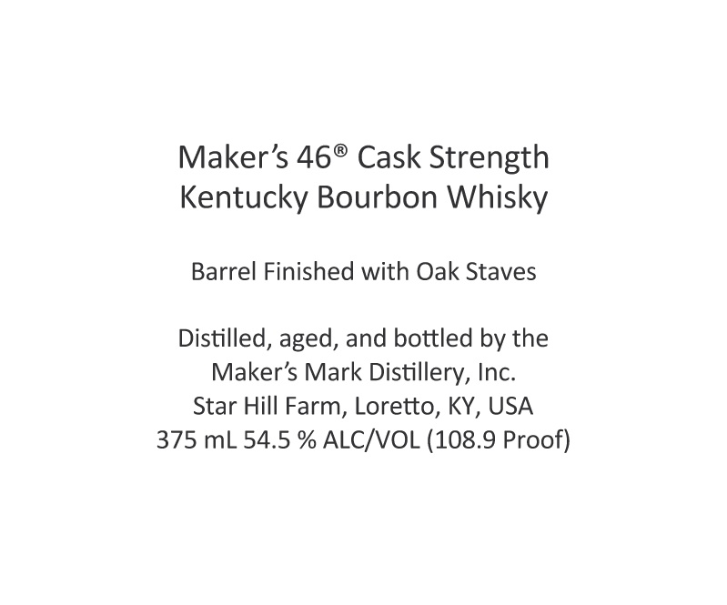 Makers Mark 46 Cask Strength label