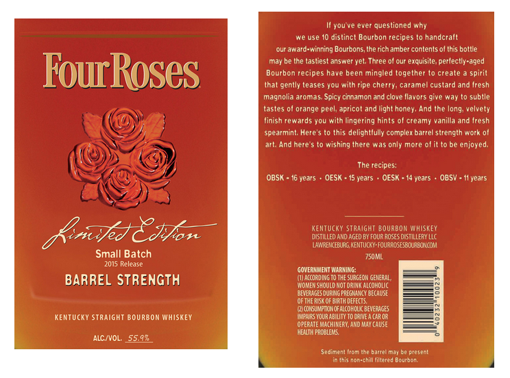 FOUR ROSES SMALL BATCH KENTUCKY STRAIGHT BOURBON WHISKEY 750 ML - Cork 'N'  Bottle