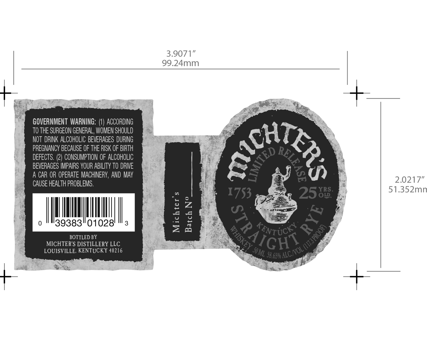 michter's 25 rye whiskey label